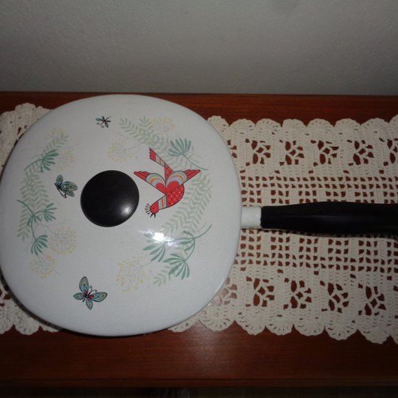 MCM Berggren or Georges Briard Enamel Square Frying Pan 8" and Lid Skillet - Picture 7 of 8